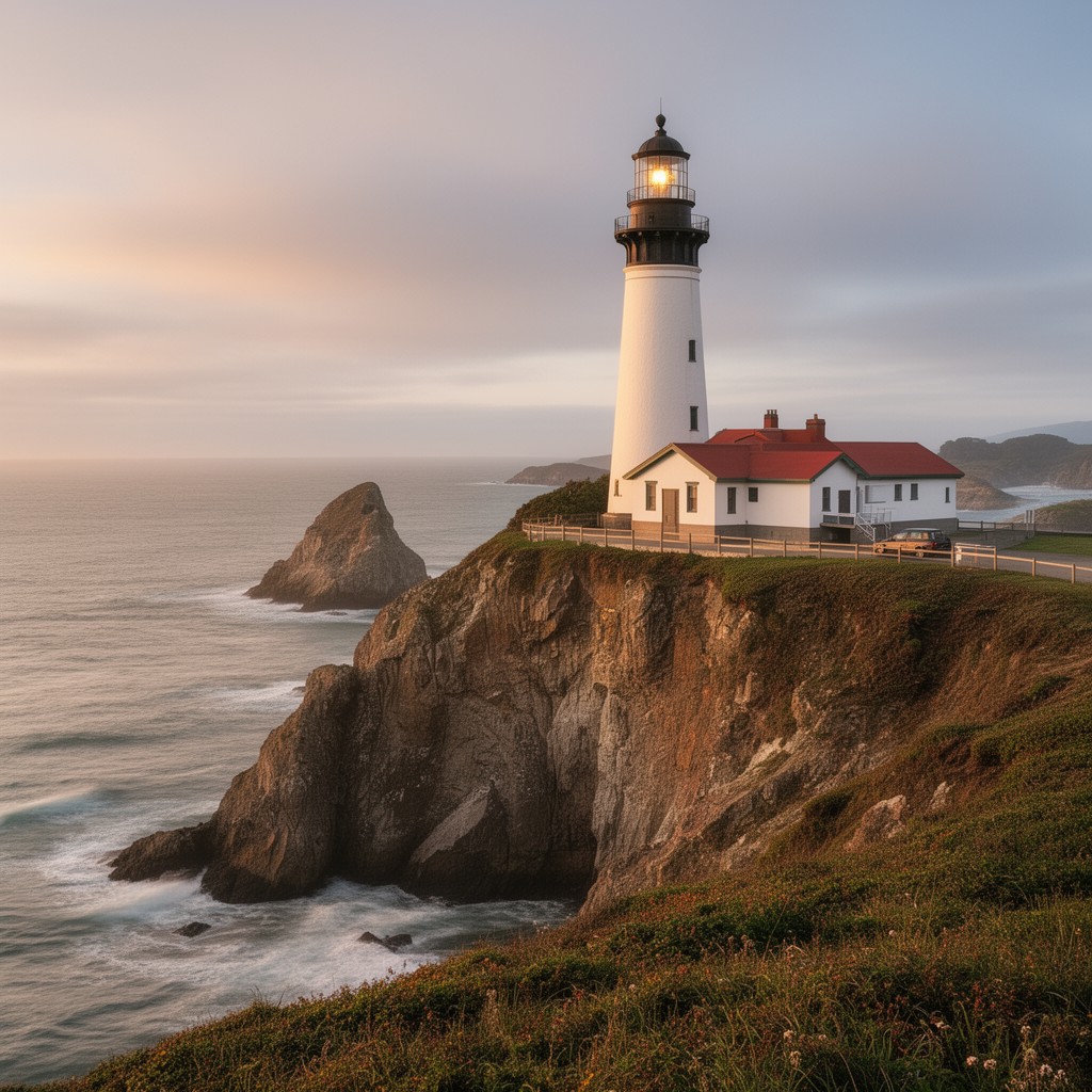 AI-generated illustration of Yaquina Head Lighthouse (nearby headland)