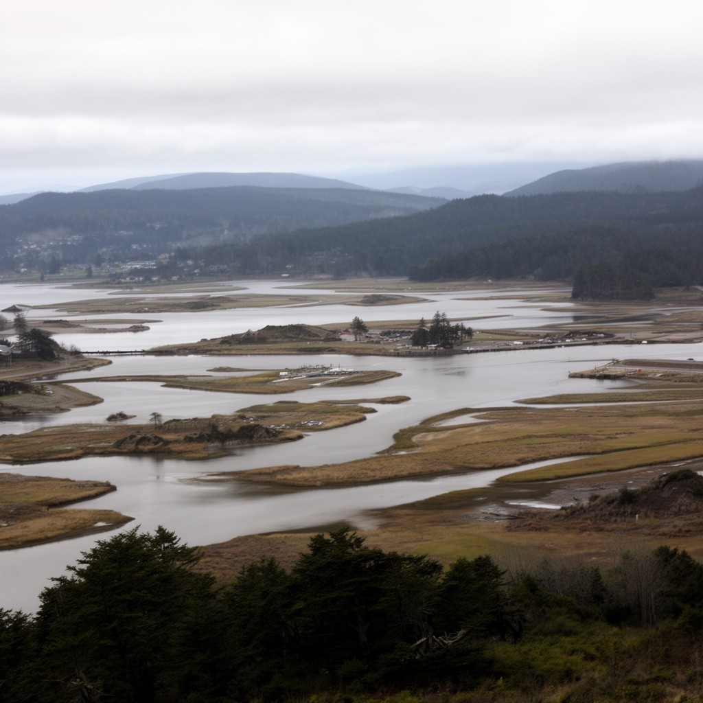 AI-generated illustration of Oregon estuary network
