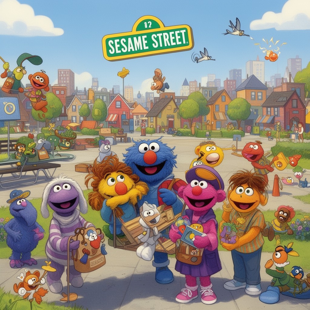 AI-generated illustration of Sesame Street