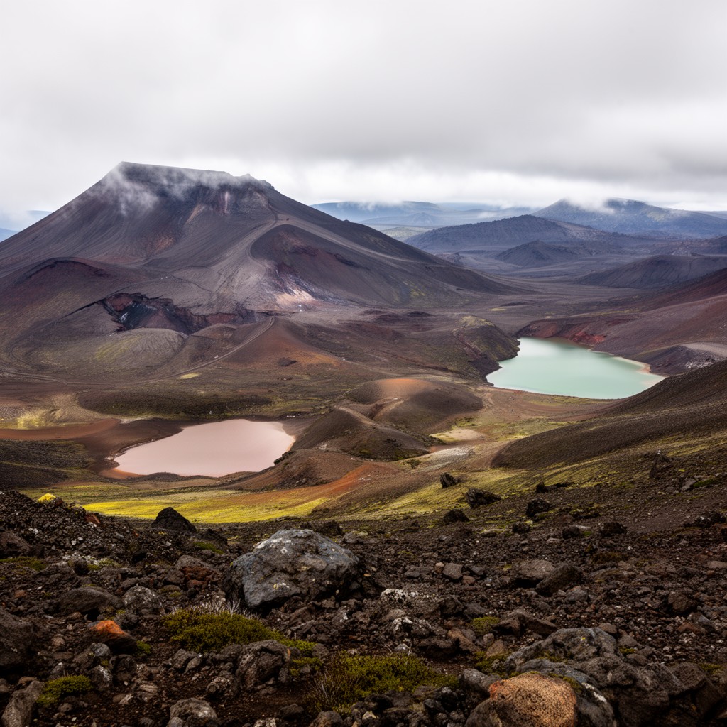 AI-generated illustration of Tongariro Alpine Crossing