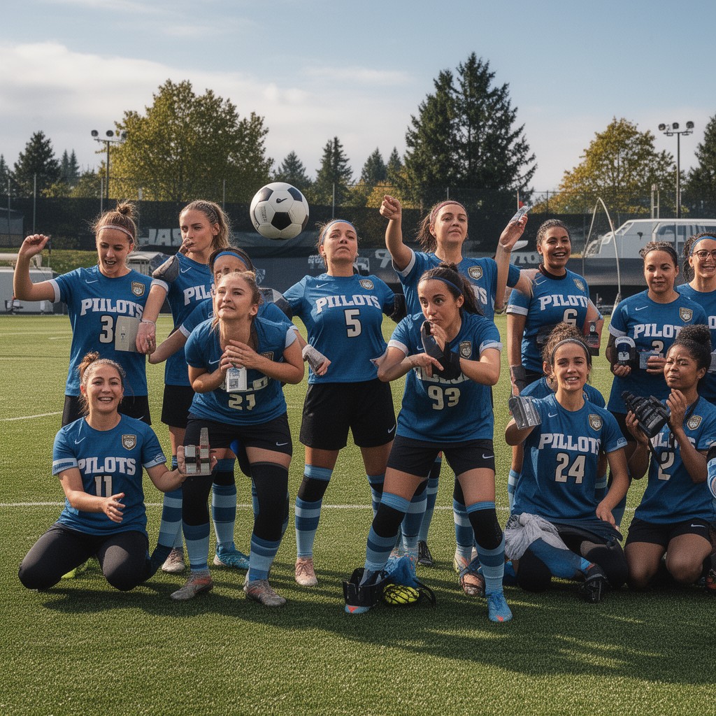 AI-generated illustration of Portland Pilots women's soccer