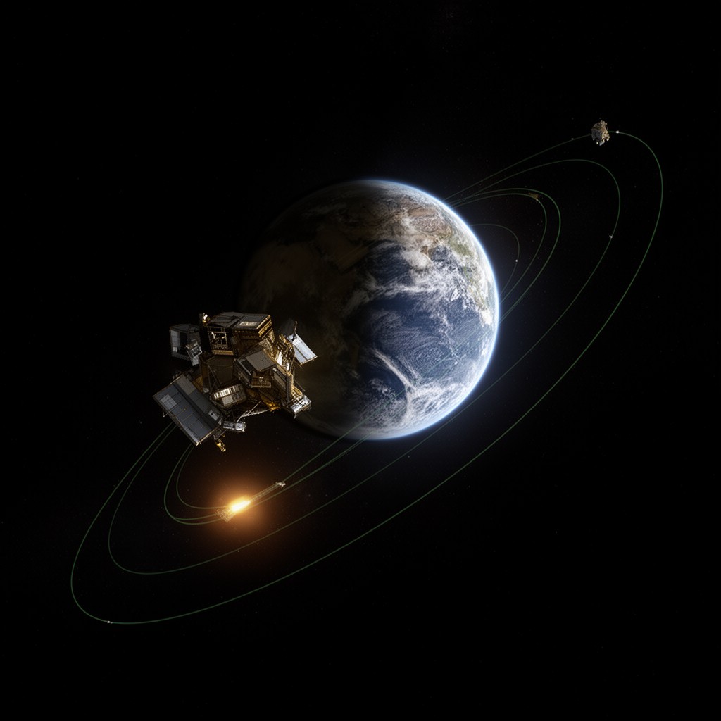 AI-generated illustration of Sun–Earth L2