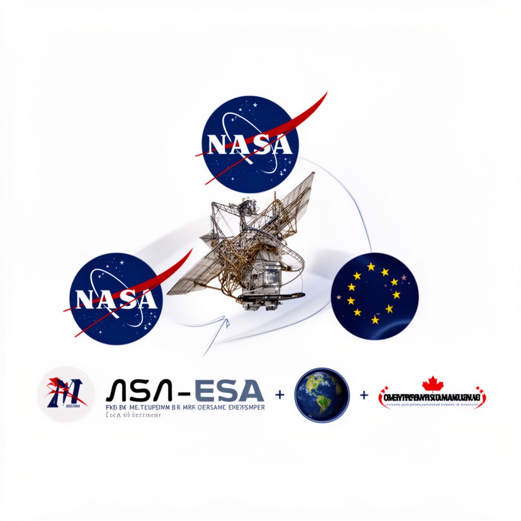 AI-generated illustration of NASA–ESA–CSA collaboration
