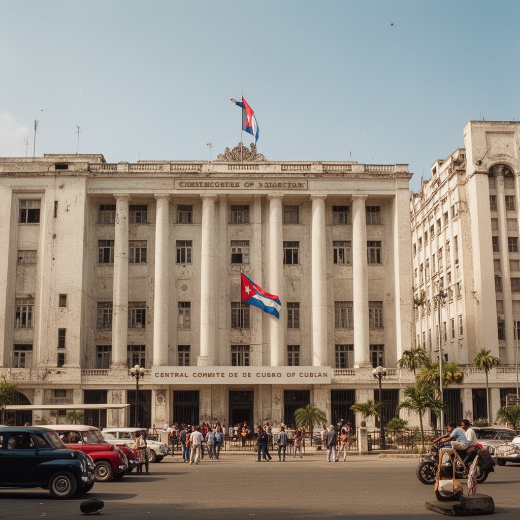 AI-generated illustration of Central Committee of the Communist Party of Cuba building