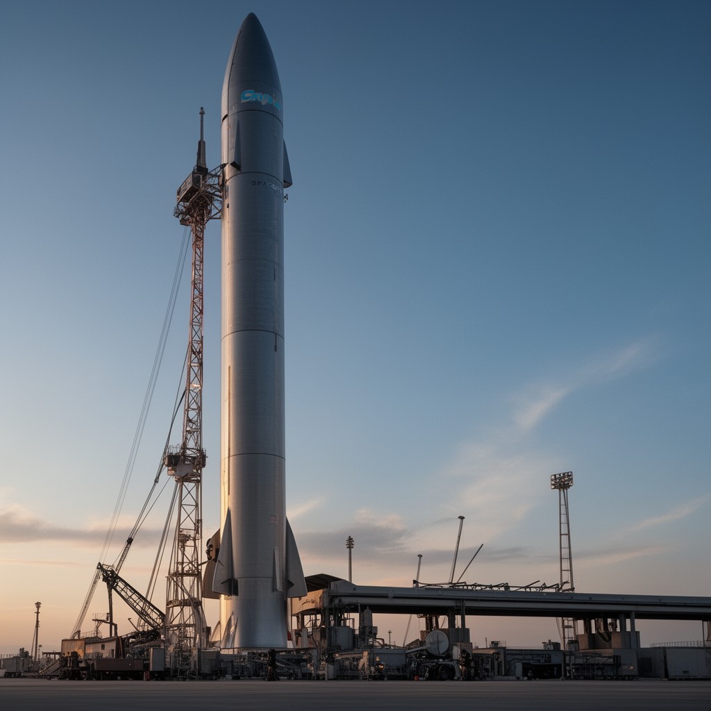 AI-generated illustration of Super Heavy booster