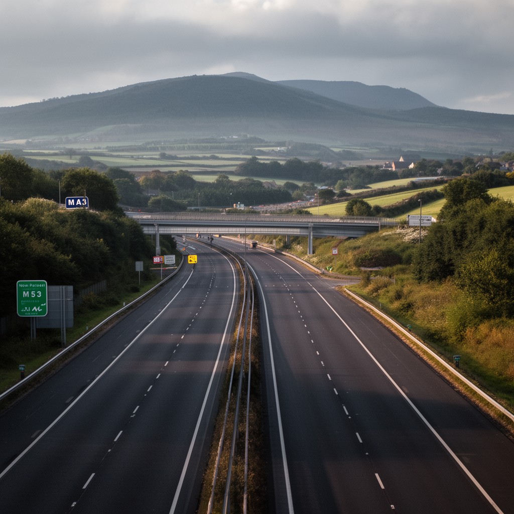 AI-generated illustration of M53 motorway