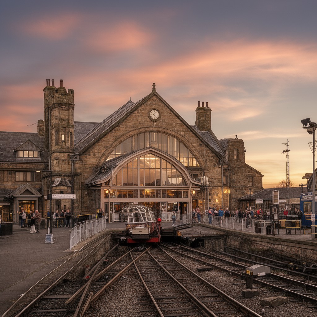 AI-generated illustration of Shrewsbury railway station
