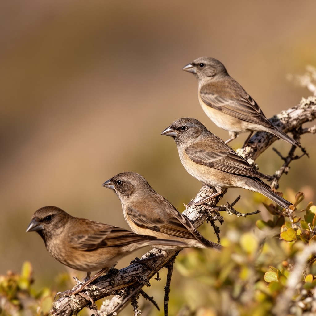 AI-generated illustration of Galápagos finches