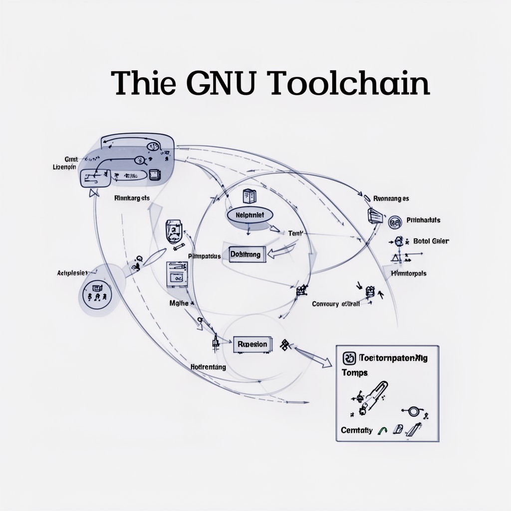 AI-generated illustration of GNU toolchain