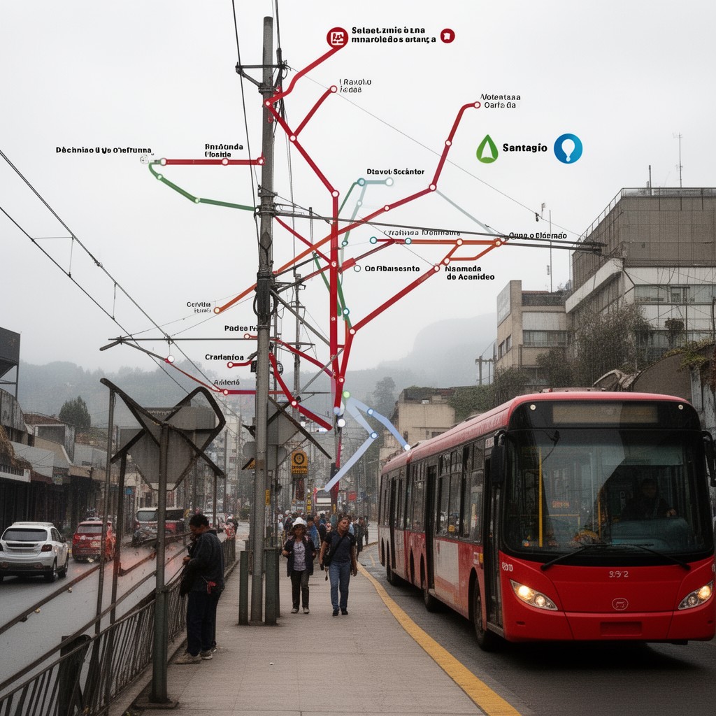 AI-generated illustration of Red Metropolitana de Movilidad bus network