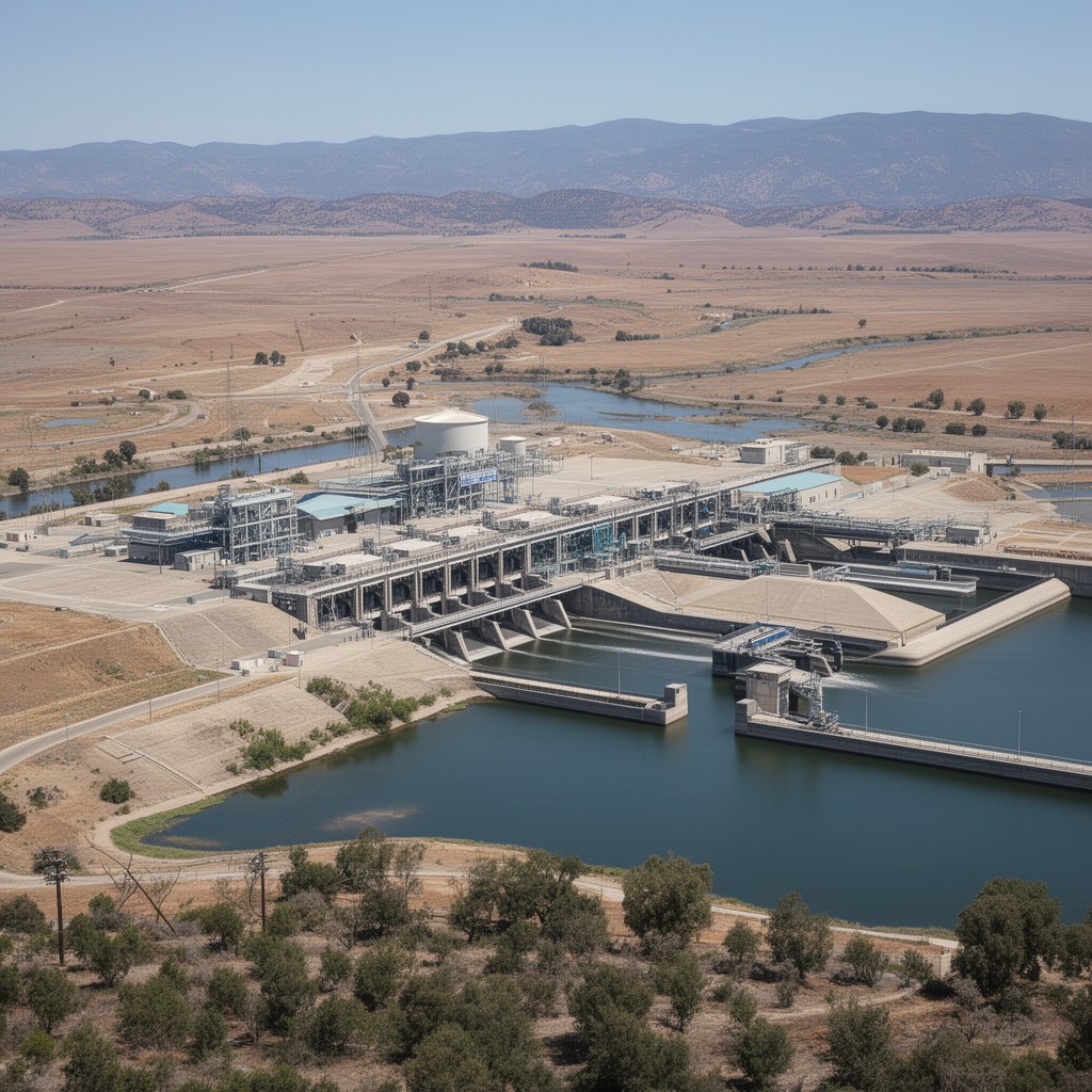 AI-generated illustration of Jones Pumping Plant