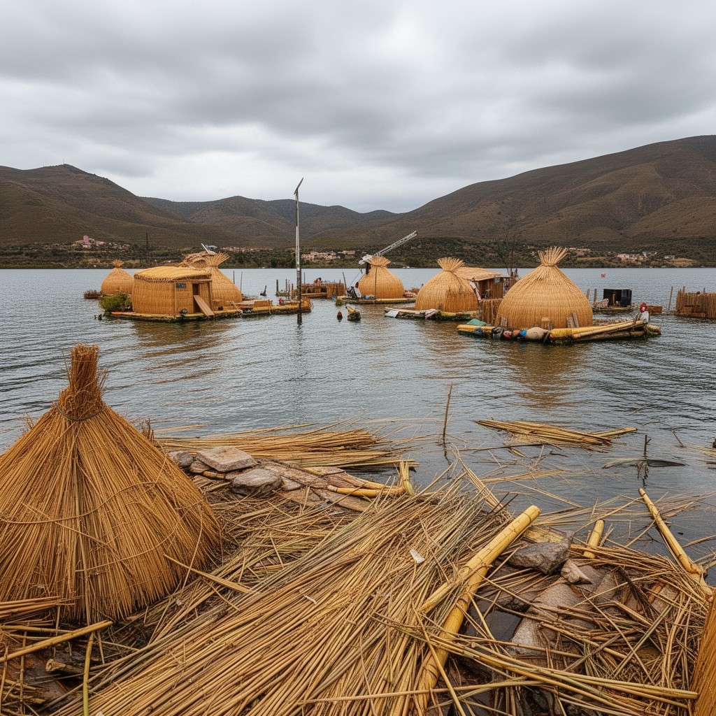 AI-generated illustration of Uros floating islands
