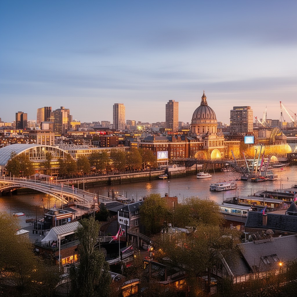 AI-generated illustration of South Bank of the River Thames