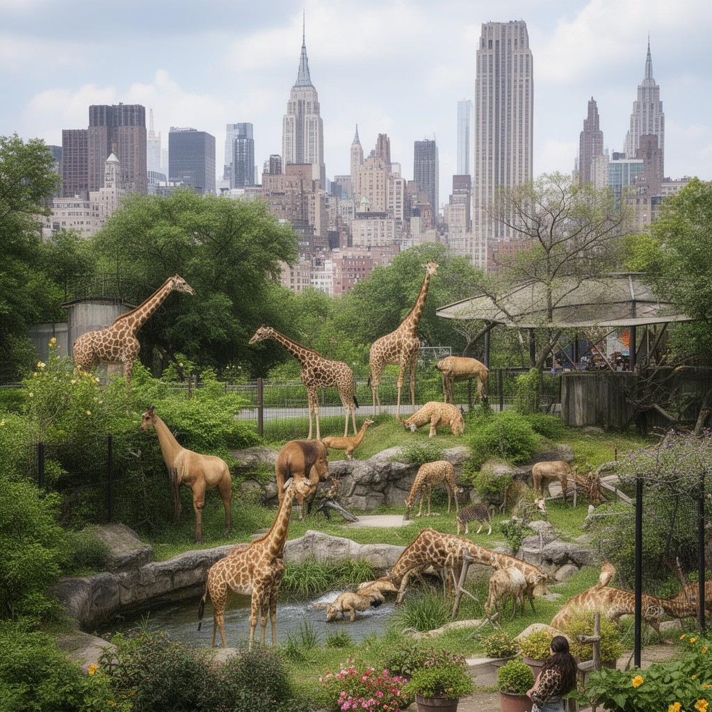 AI-generated illustration of New York City zoos