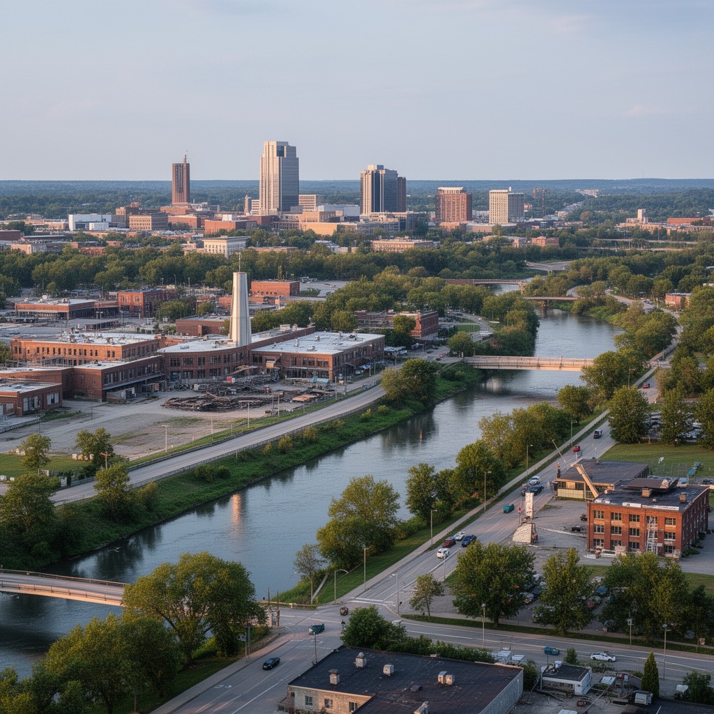 AI-generated illustration of Waterloo, Iowa
