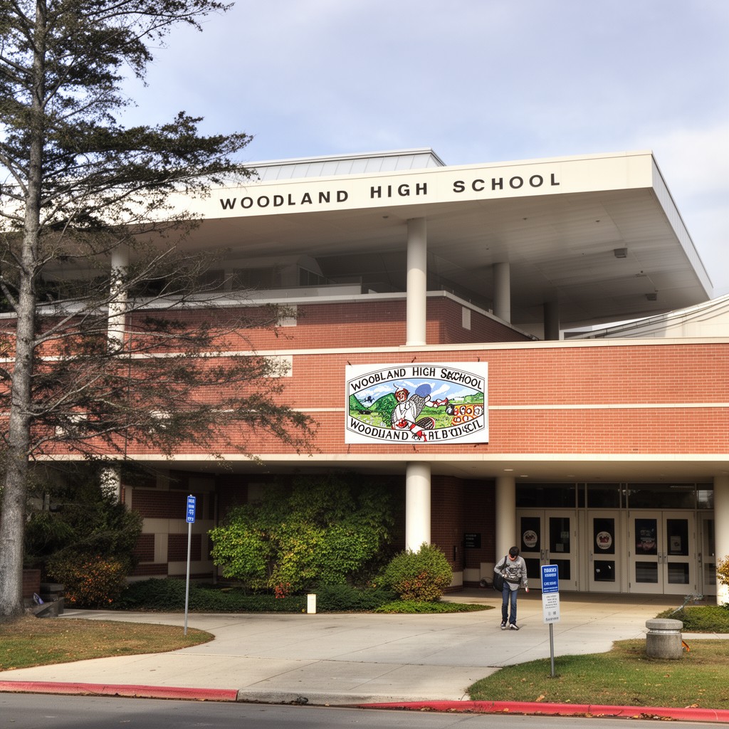 AI-generated illustration of Woodland High School