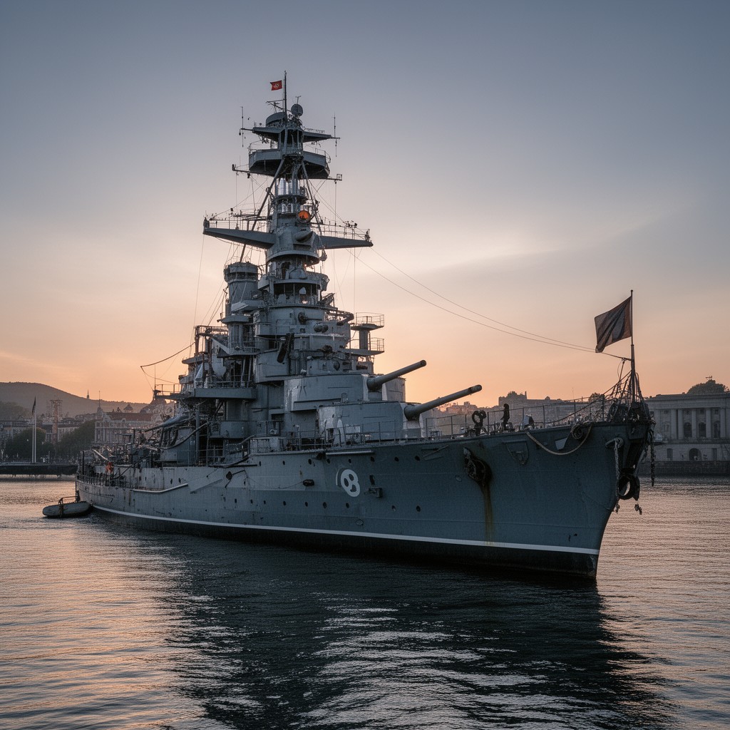 AI-generated illustration of German battleship Schleswig-Holstein