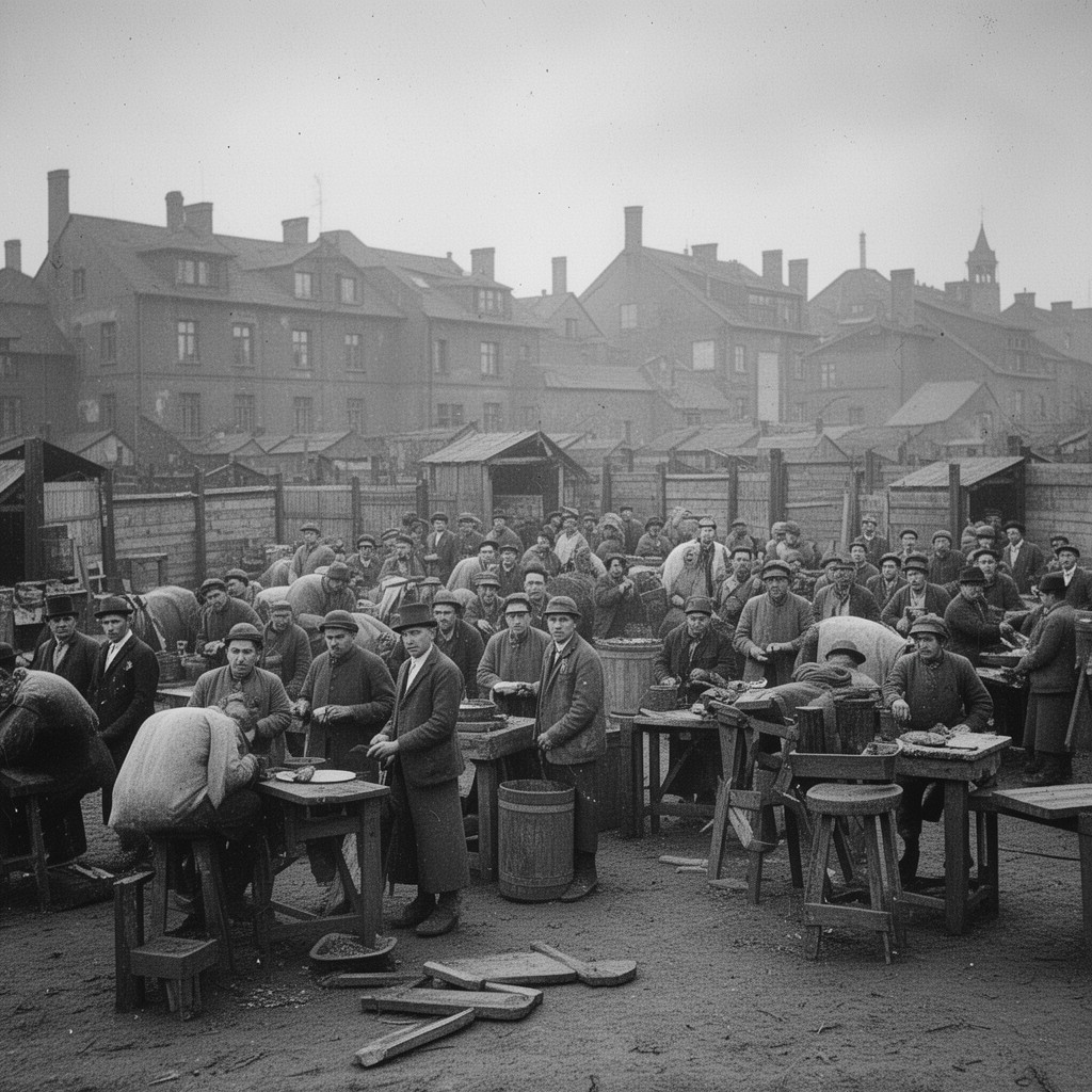 AI-generated illustration of Lodz Ghetto Jews