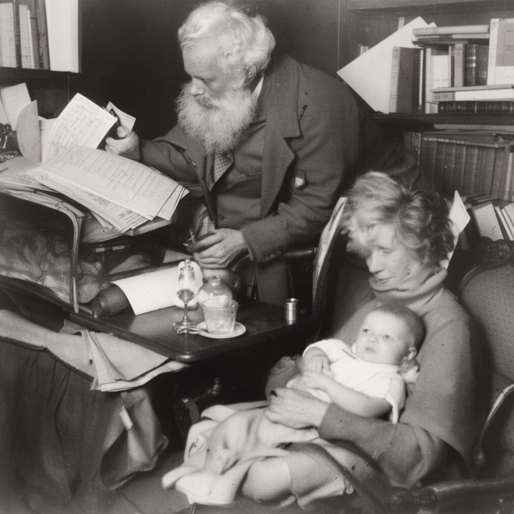 AI-generated illustration of early infant observation by Charles Darwin