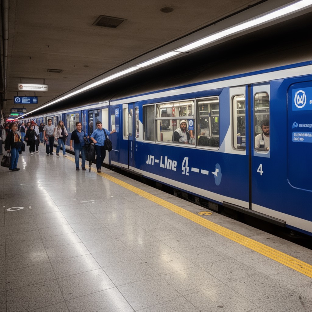 AI-generated illustration of Line 4 – blue