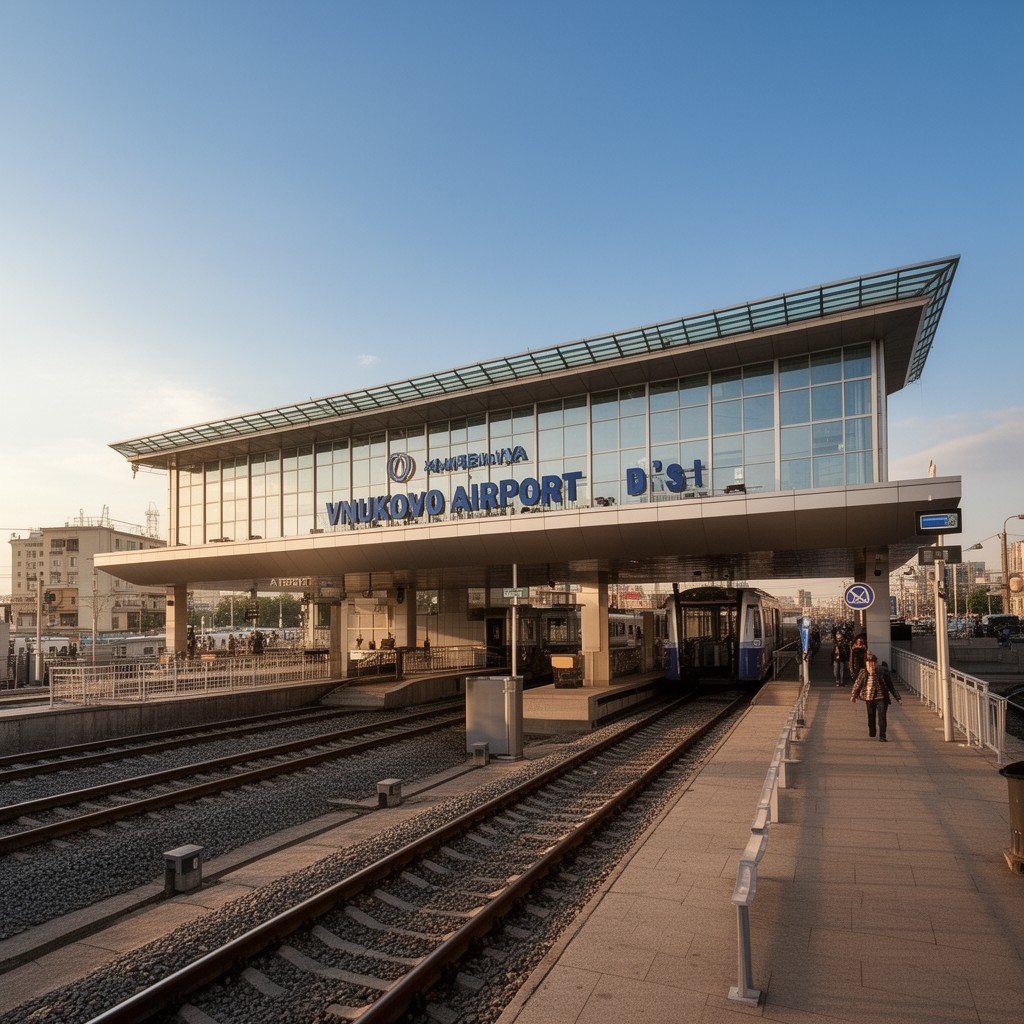 AI-generated illustration of Vnukovo Airport railway station