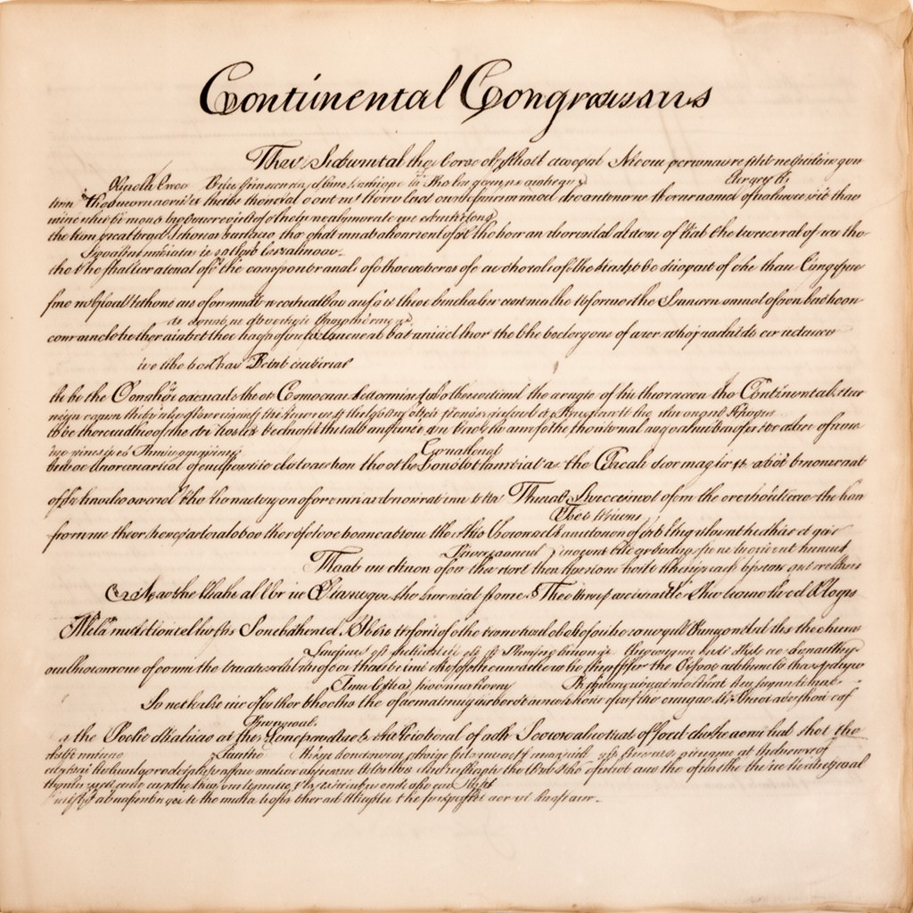 AI-generated illustration of Continental Congress resolutions