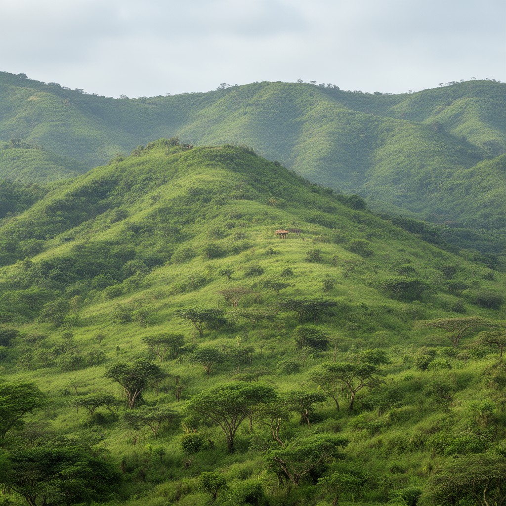 AI-generated illustration of Green Hills of Africa