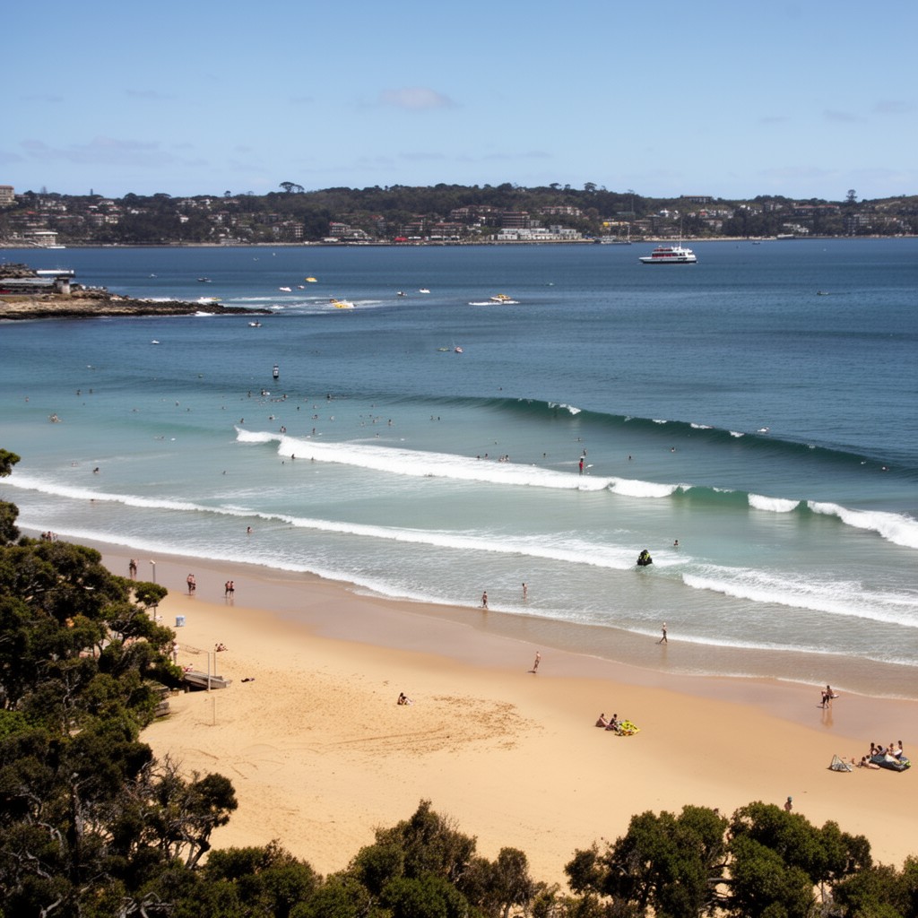 AI-generated illustration of Manly Beach