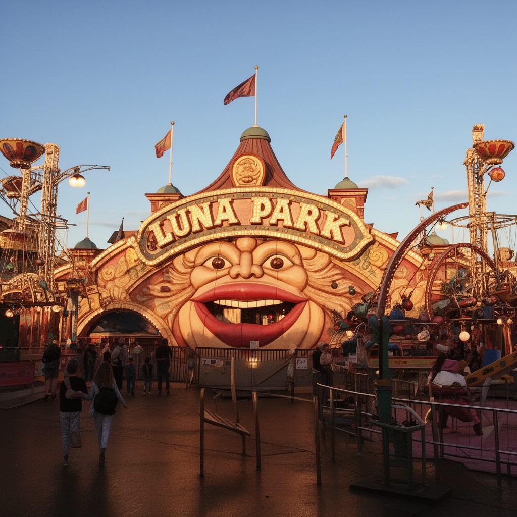 AI-generated illustration of Luna Park Sydney