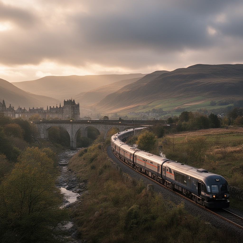 AI-generated illustration of Edinburgh–Inverness line