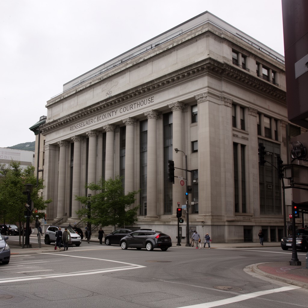 AI-generated illustration of Rensselaer County Courthouse