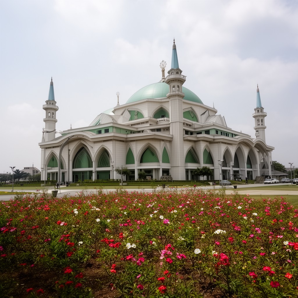 AI-generated illustration of Nigerian National Mosque