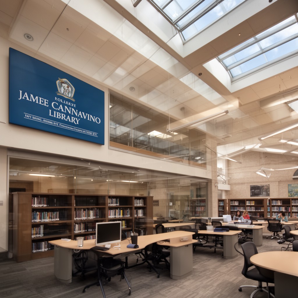 AI-generated illustration of James A. Cannavino Library