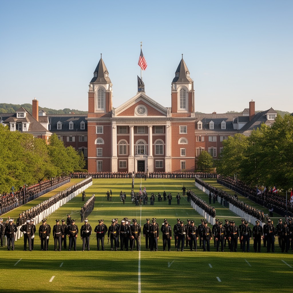 AI-generated illustration of Virginia Military Institute Parade Ground