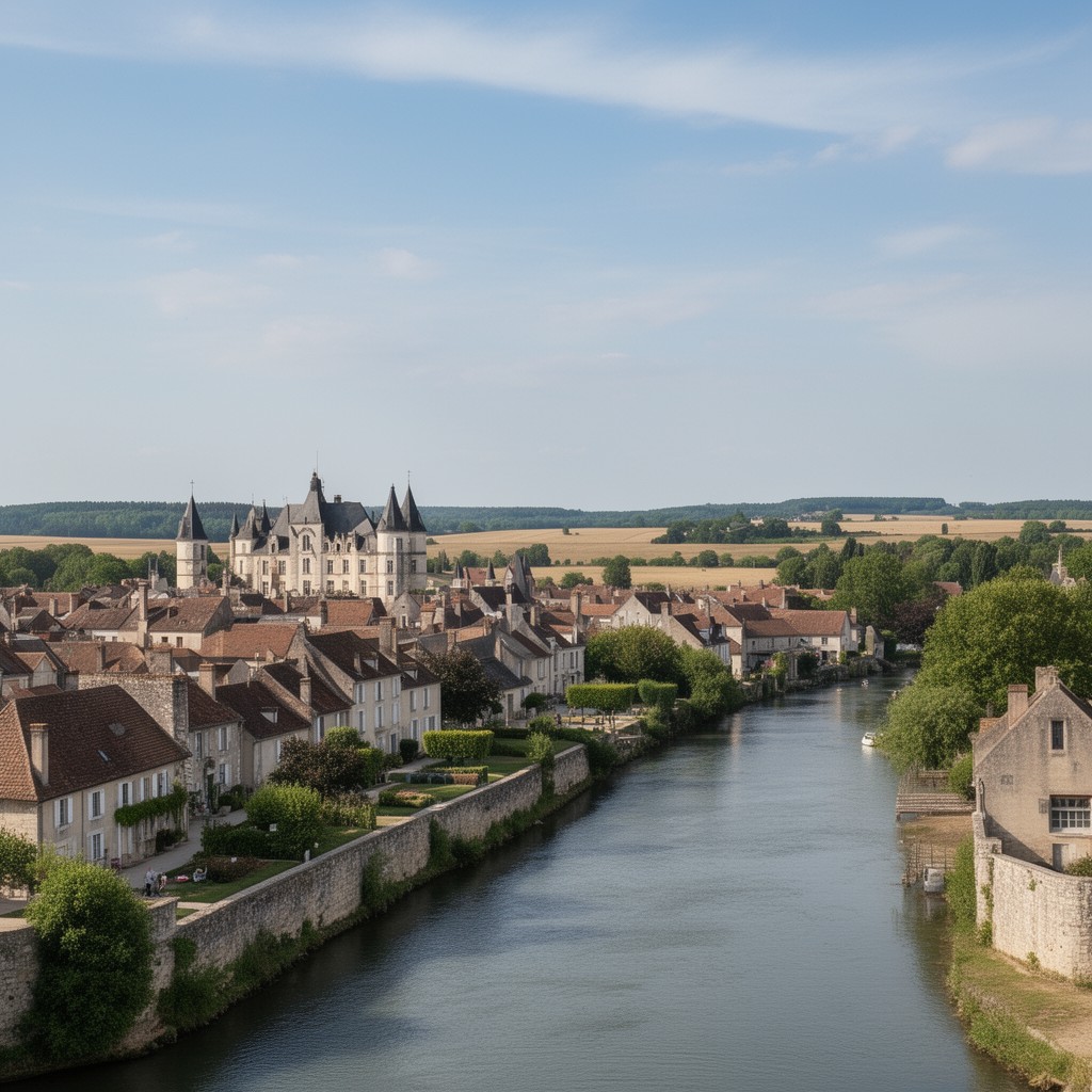 AI-generated illustration of Loire Valley between Sully-sur-Loire and Chalonnes-sur-Loire is a UNESCO World Heritage Site