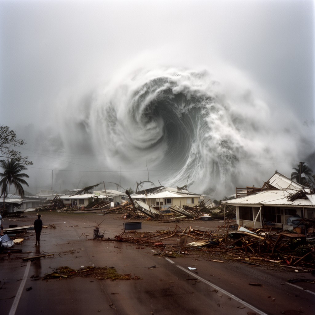 AI-generated illustration of Cyclone Tracy