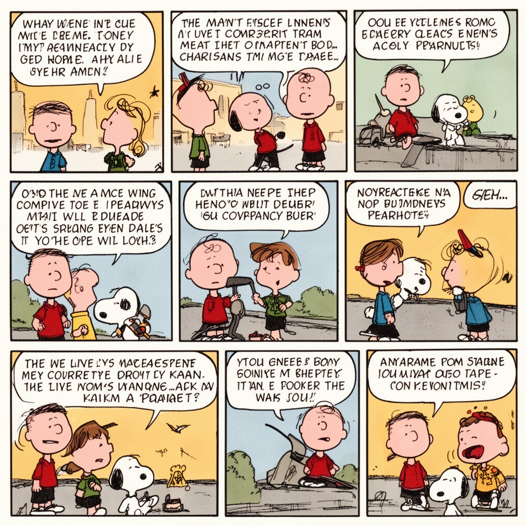 AI-generated illustration of Peanuts comic strip