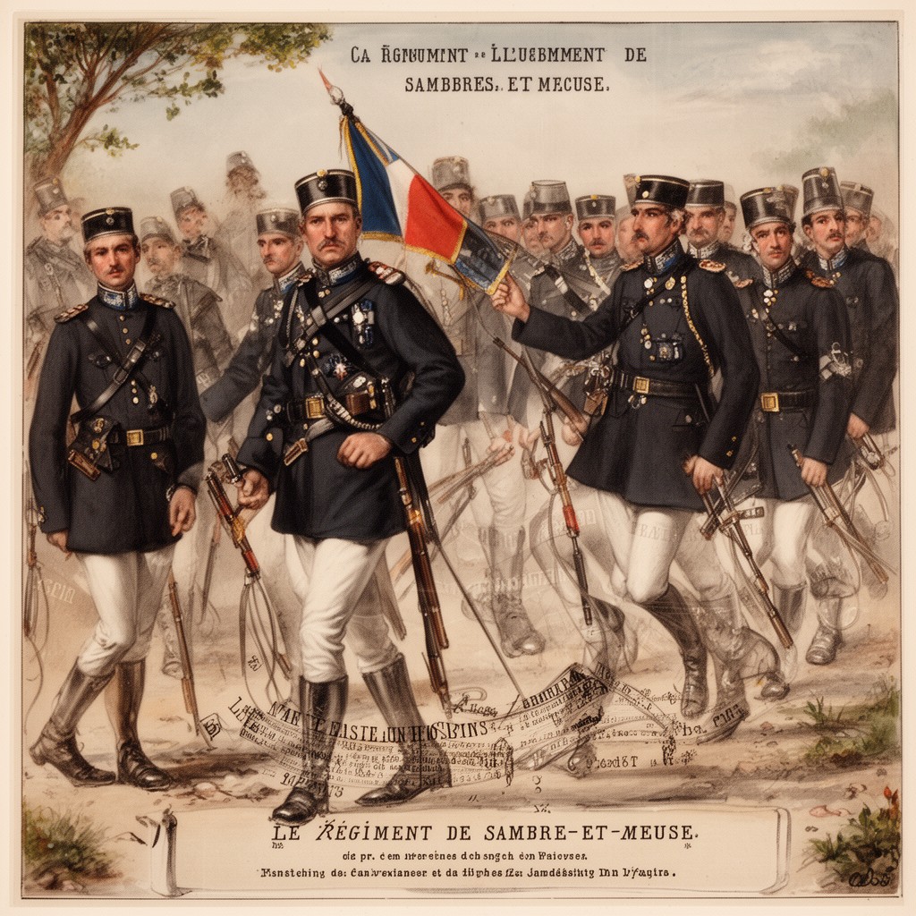 AI-generated illustration of French gendarmes' song "Le Régiment de Sambre-et-Meuse" (disputed attribution)