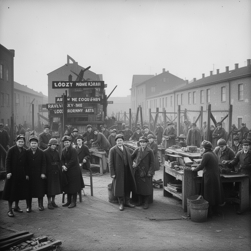 AI-generated illustration of Łódź Ghetto