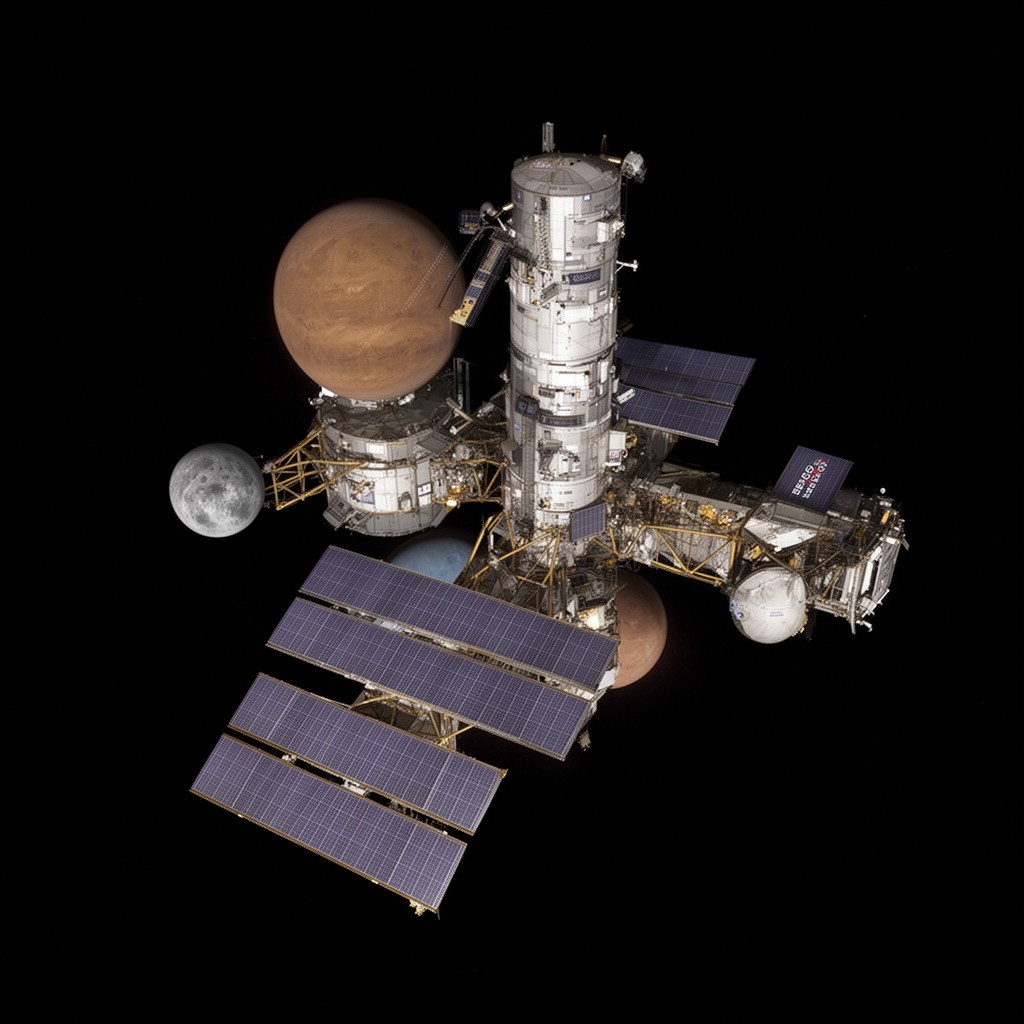 AI-generated illustration of BepiColombo mission