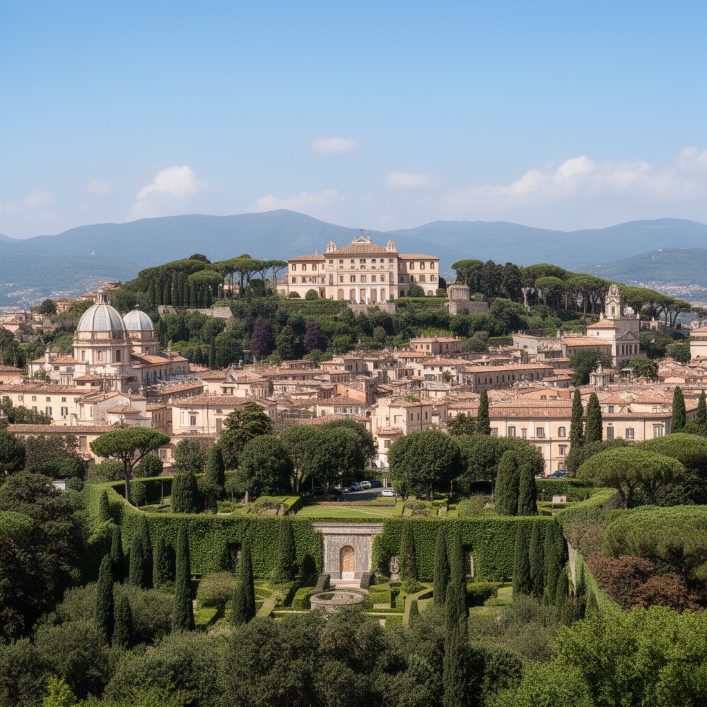AI-generated illustration of Castel Gandolfo, Italy