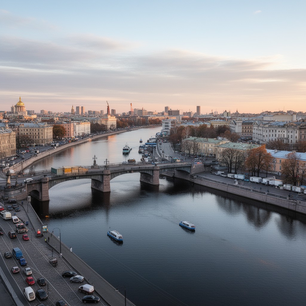 AI-generated illustration of Okhta River