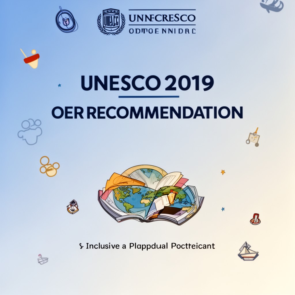 AI-generated illustration of UNESCO 2019 OER Recommendation
