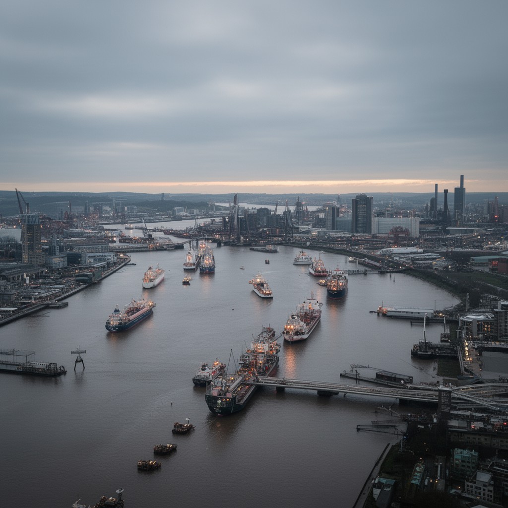 AI-generated illustration of Mersey Estuary
