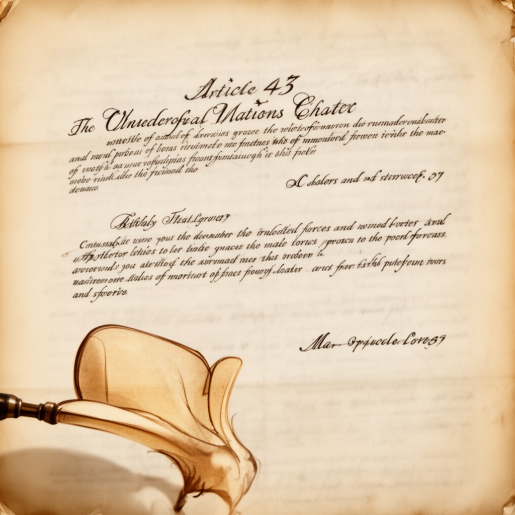 AI-generated illustration of Article 43 of the United Nations Charter