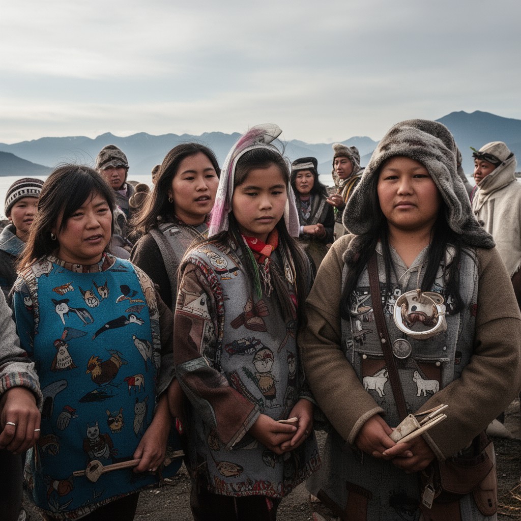 AI-generated illustration of Sugpiaq people
