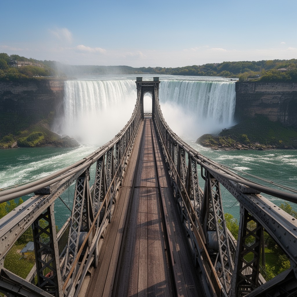 AI-generated illustration of Niagara Falls Suspension Bridge