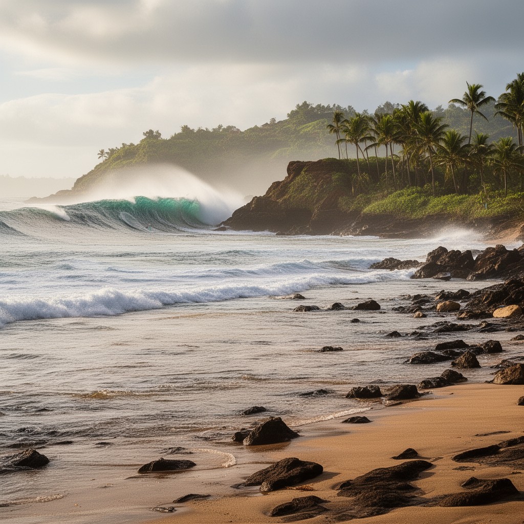 AI-generated illustration of Waimea Bay