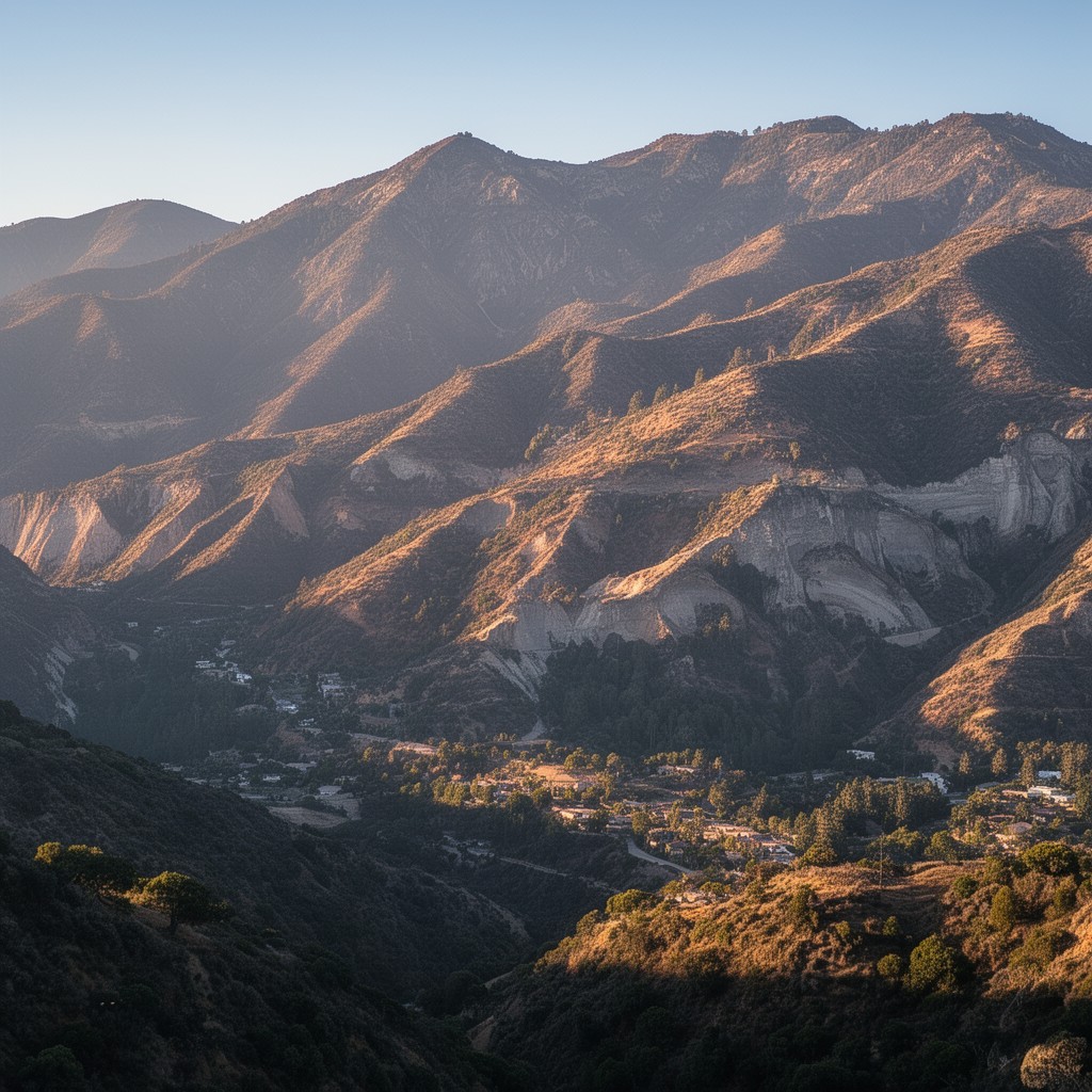 AI-generated illustration of California Coast–Sierra Nevada–Transverse Ranges transition zone