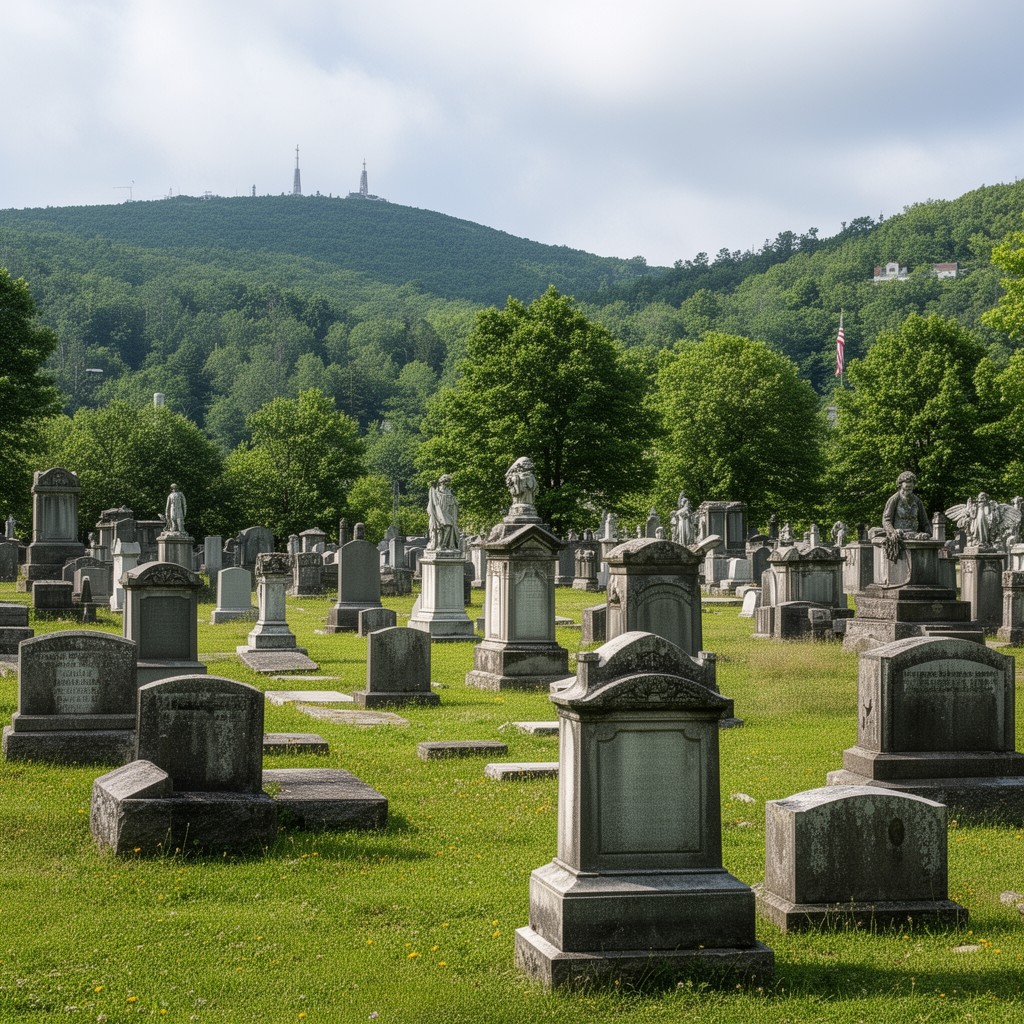 AI-generated illustration of Mount Hope Cemetery, Bangor, Maine, United States